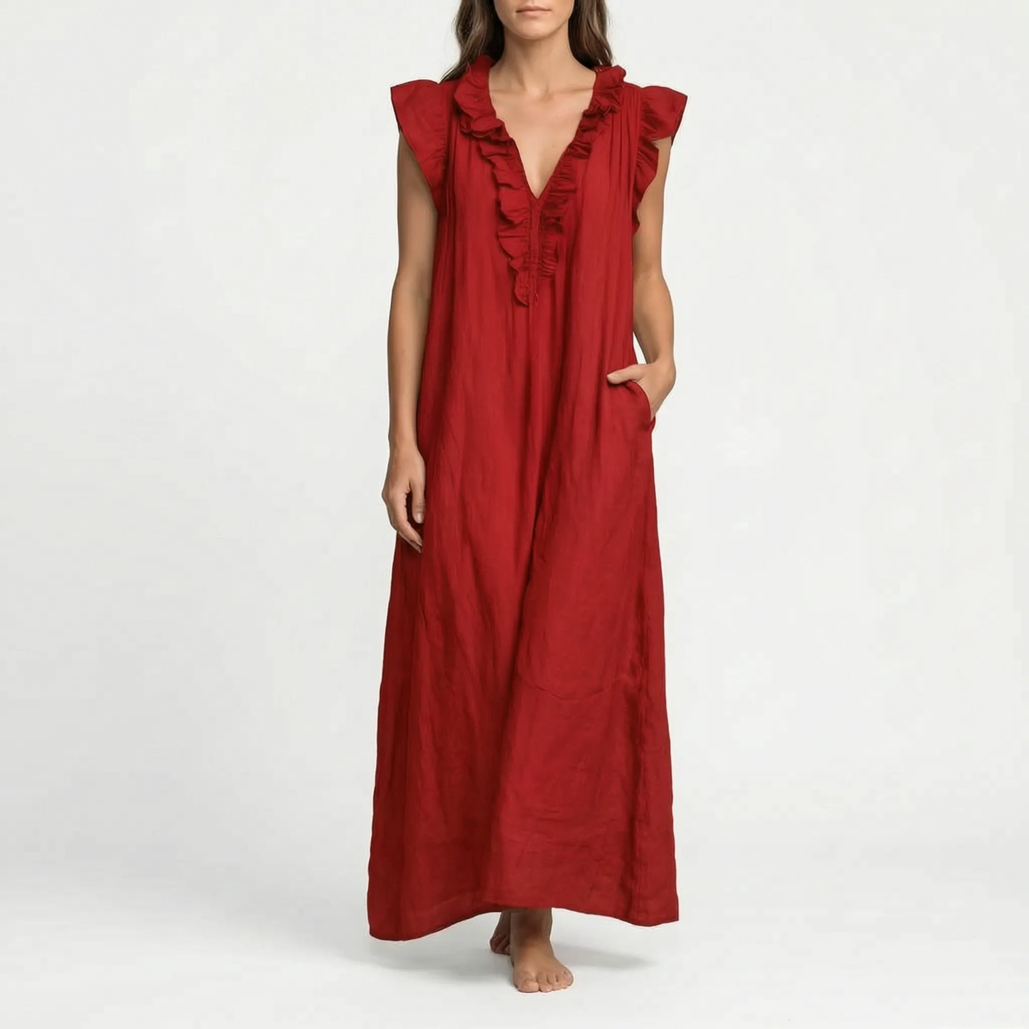 Flowira  - Relaxed Bohemian Flowy Maxi Dress Warm Weather Holidays
