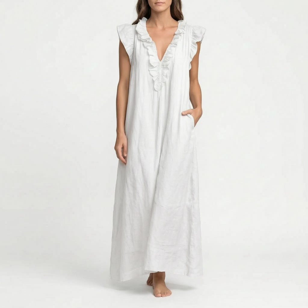 Flowira  - Relaxed Bohemian Flowy Maxi Dress Warm Weather Holidays
