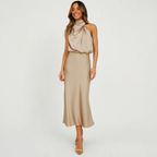 Flowise  - Elegant High Neck Maxi Dress Evening Events