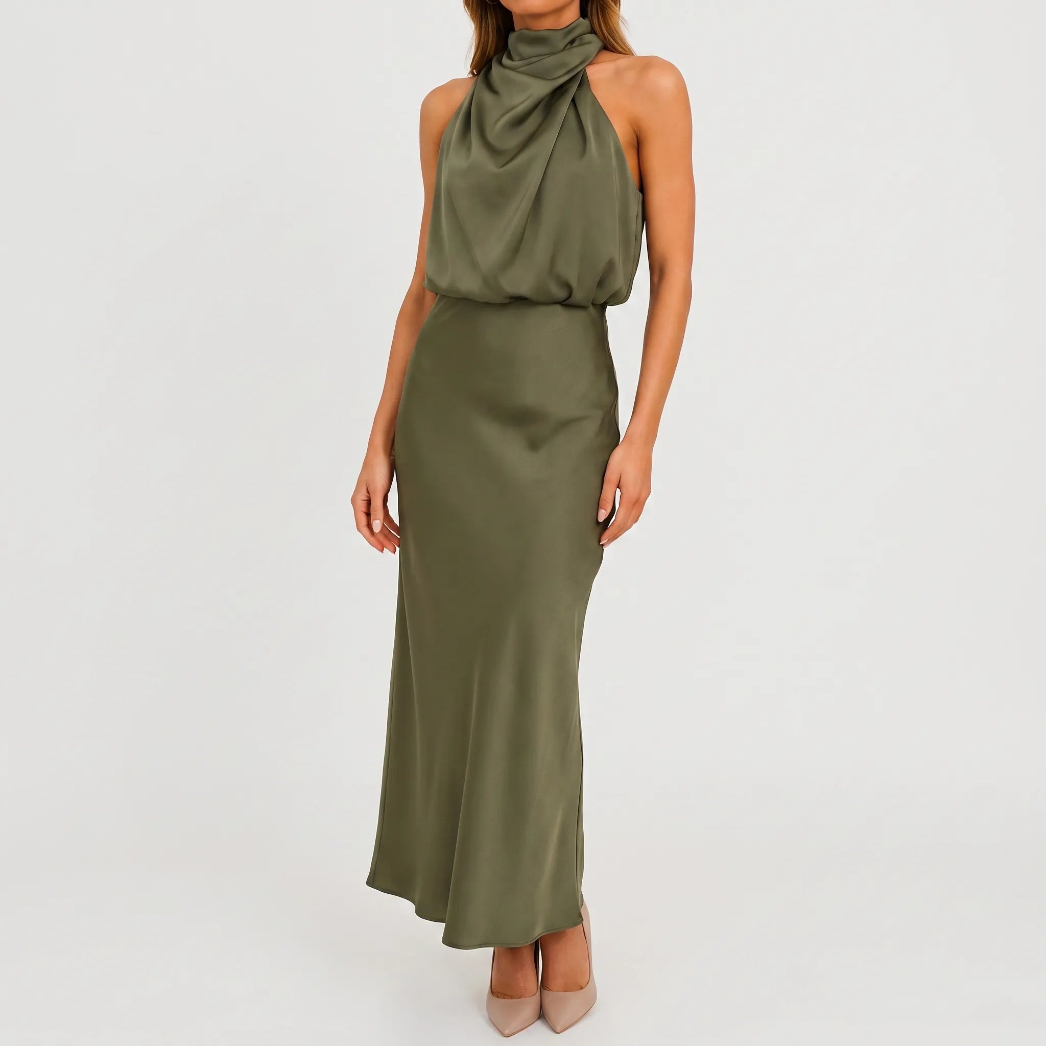 Flowise  - Elegant High Neck Maxi Dress Evening Events