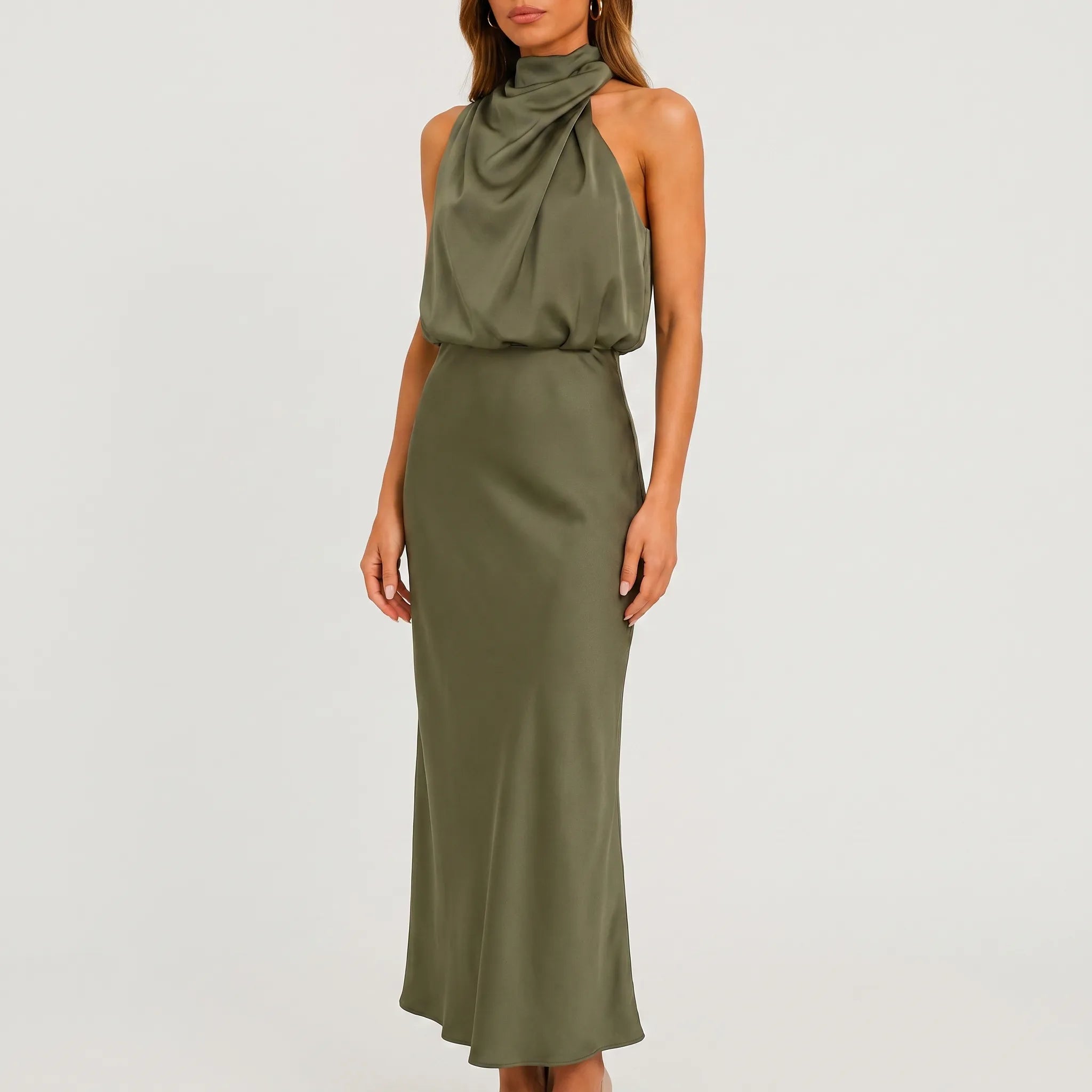 Flowise  - Elegant High Neck Maxi Dress Evening Events