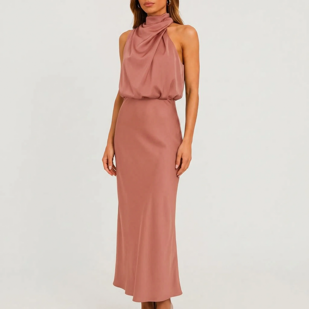 Flowise  - Elegant High Neck Maxi Dress Evening Events