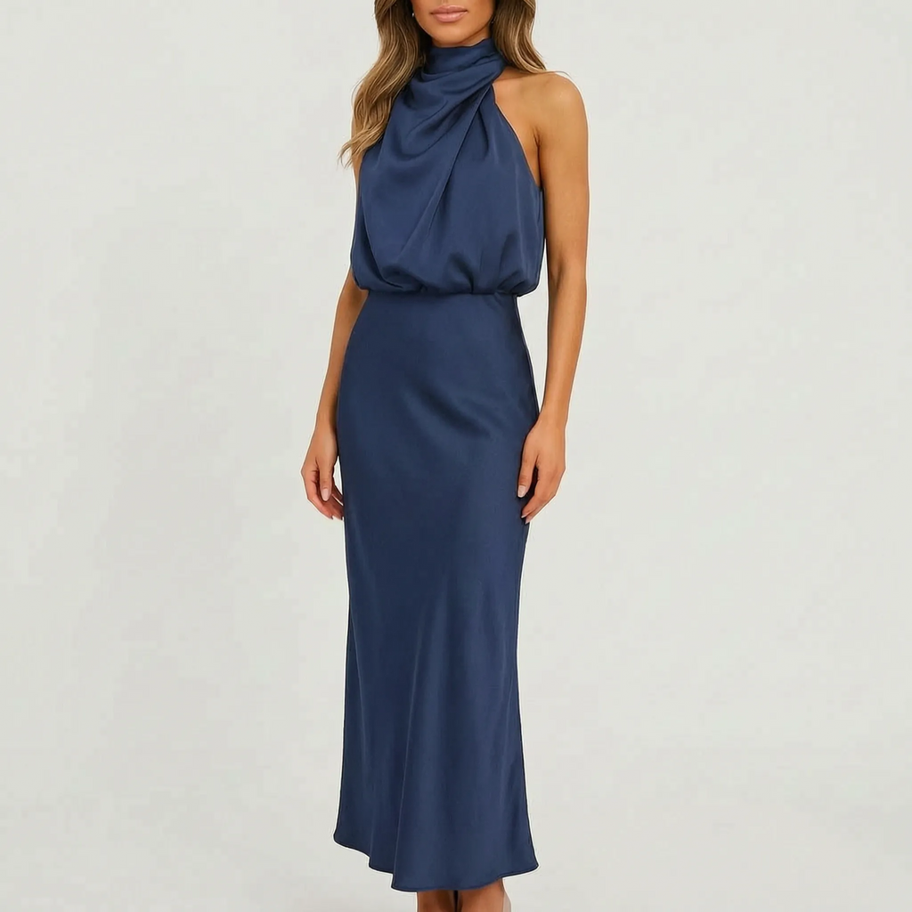 Flowise  - Elegant High Neck Maxi Dress Evening Events