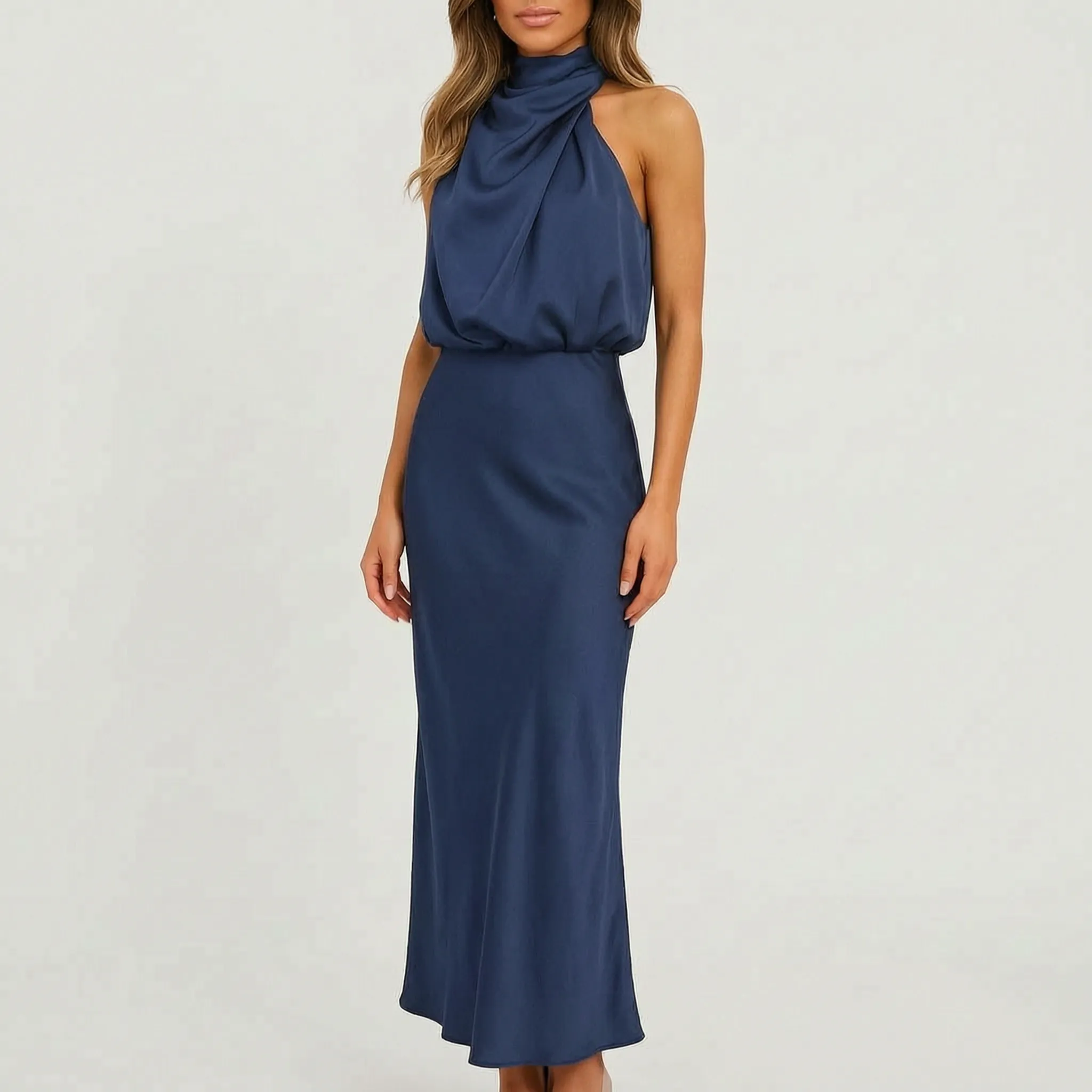 Flowise  - Elegant High Neck Maxi Dress Evening Events