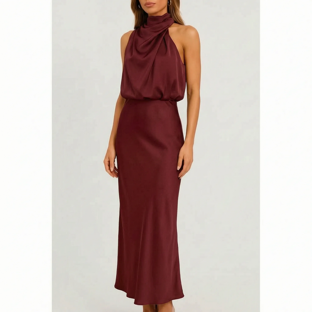 Flowise  - Elegant High Neck Maxi Dress Evening Events