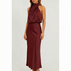 Flowise  - Elegant High Neck Maxi Dress Evening Events