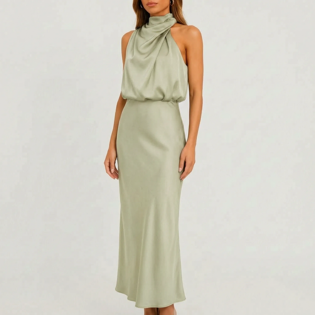 Flowise  - Elegant High Neck Maxi Dress Evening Events