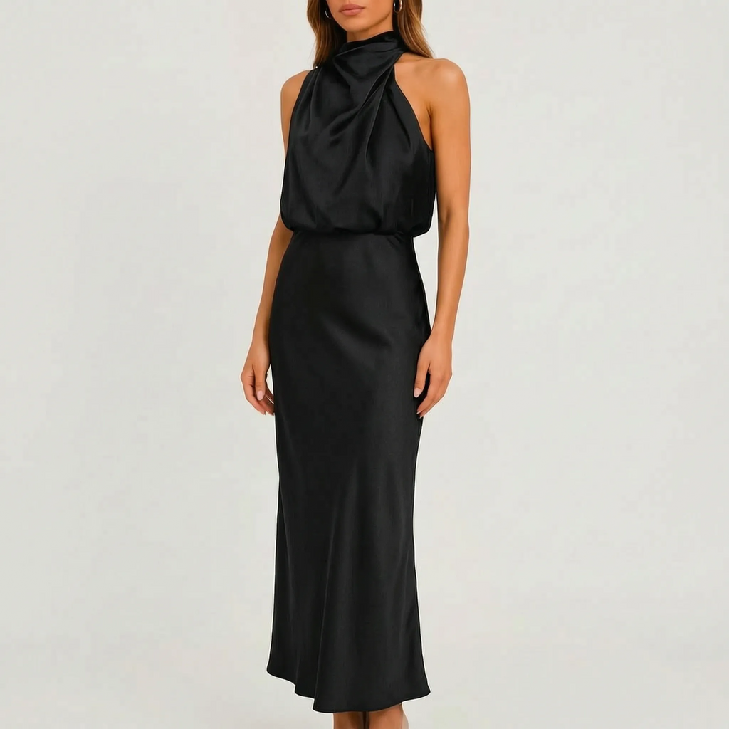 Flowise  - Elegant High Neck Maxi Dress Evening Events