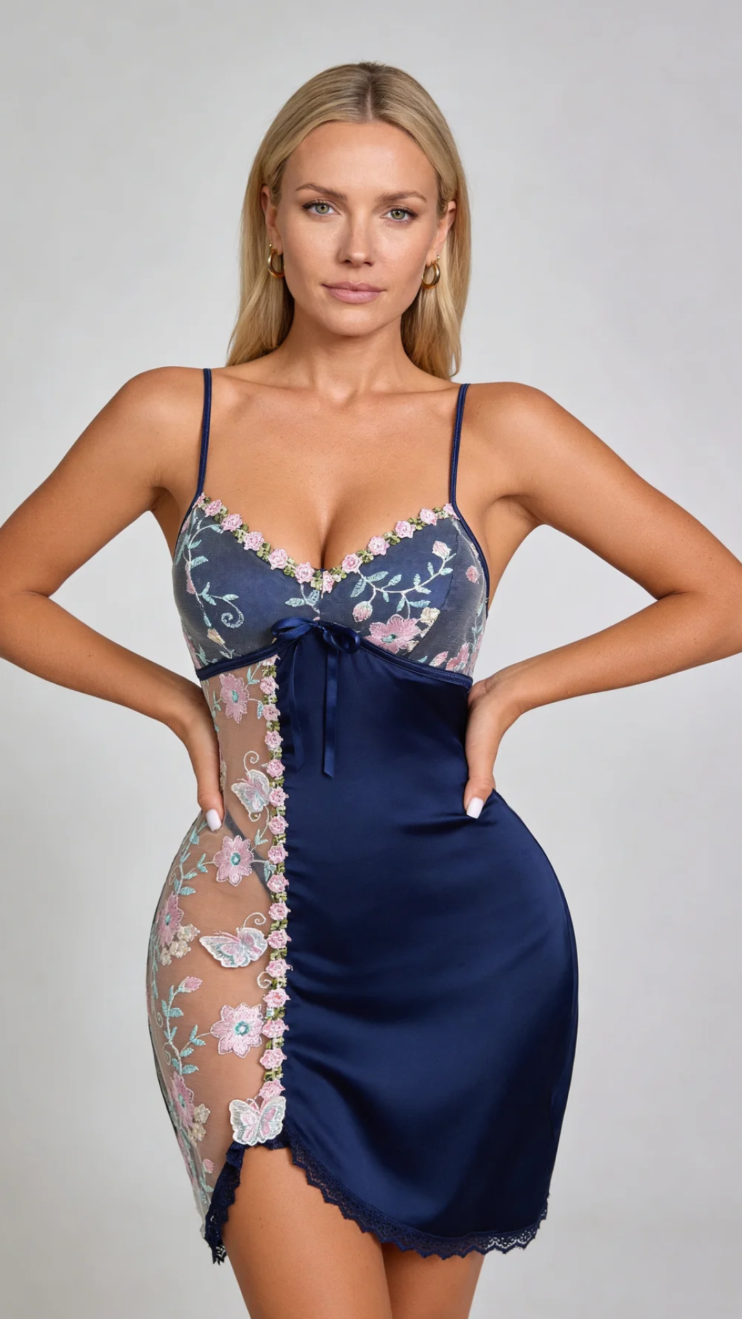 Women's floral long-sleeve nightgown