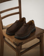 Men's casual moc toe loafers with chunky treaded soles