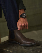 Ankle Chelsea boots with elastic side panels and pull tabs