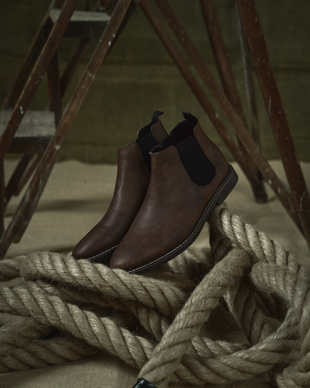 Ankle Chelsea boots with elastic side panels and pull tabs