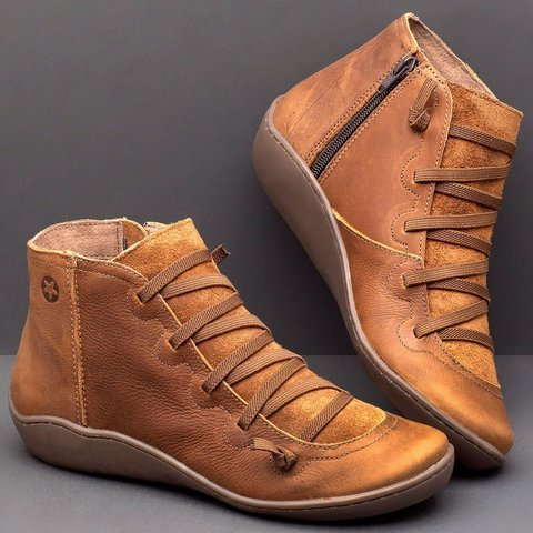 Women's high-top lace-up ankle boots with side zip, shown in green and blue colourways