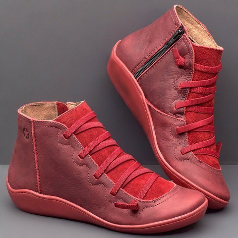 Women's high-top lace-up ankle boots with side zip, shown in green and blue colourways