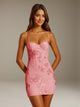 Women's floral sweetheart mini dress with spaghetti straps