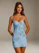Women's floral sweetheart mini dress with spaghetti straps