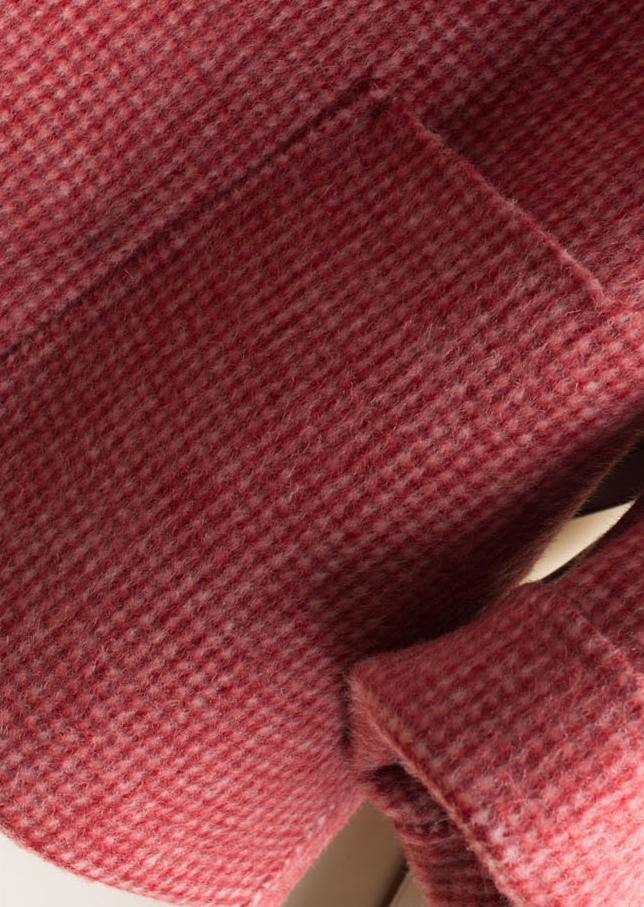 Women's textured plaid tunic coat with notched lapels and front patch pockets