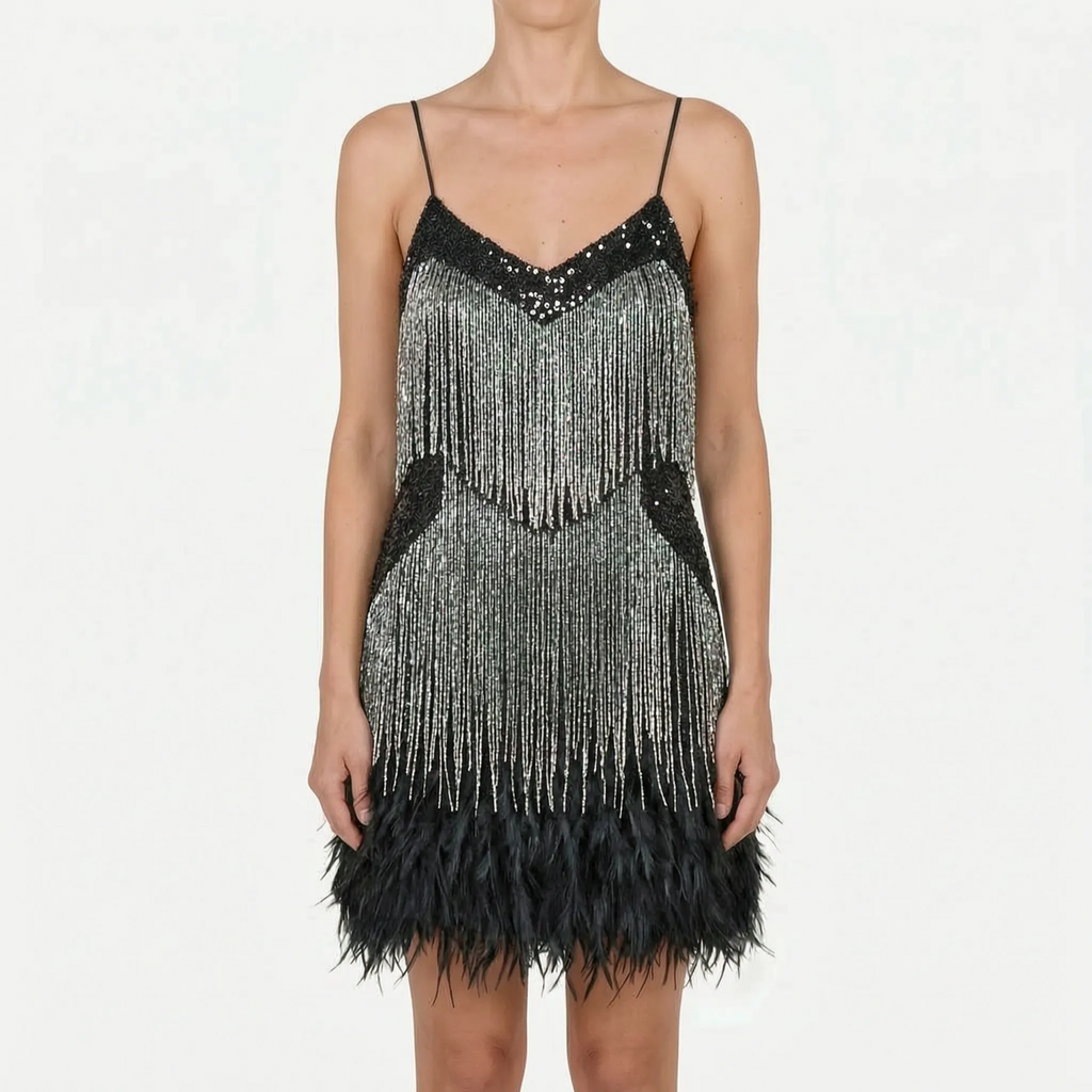 Fringella  - Fringed Mini Cocktail Dress Evening Parties