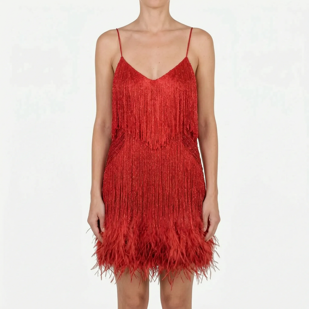 Fringella  - Fringed Mini Cocktail Dress Evening Parties