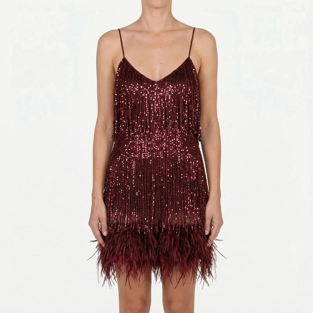 Fringella  - Fringed Mini Cocktail Dress Evening Parties