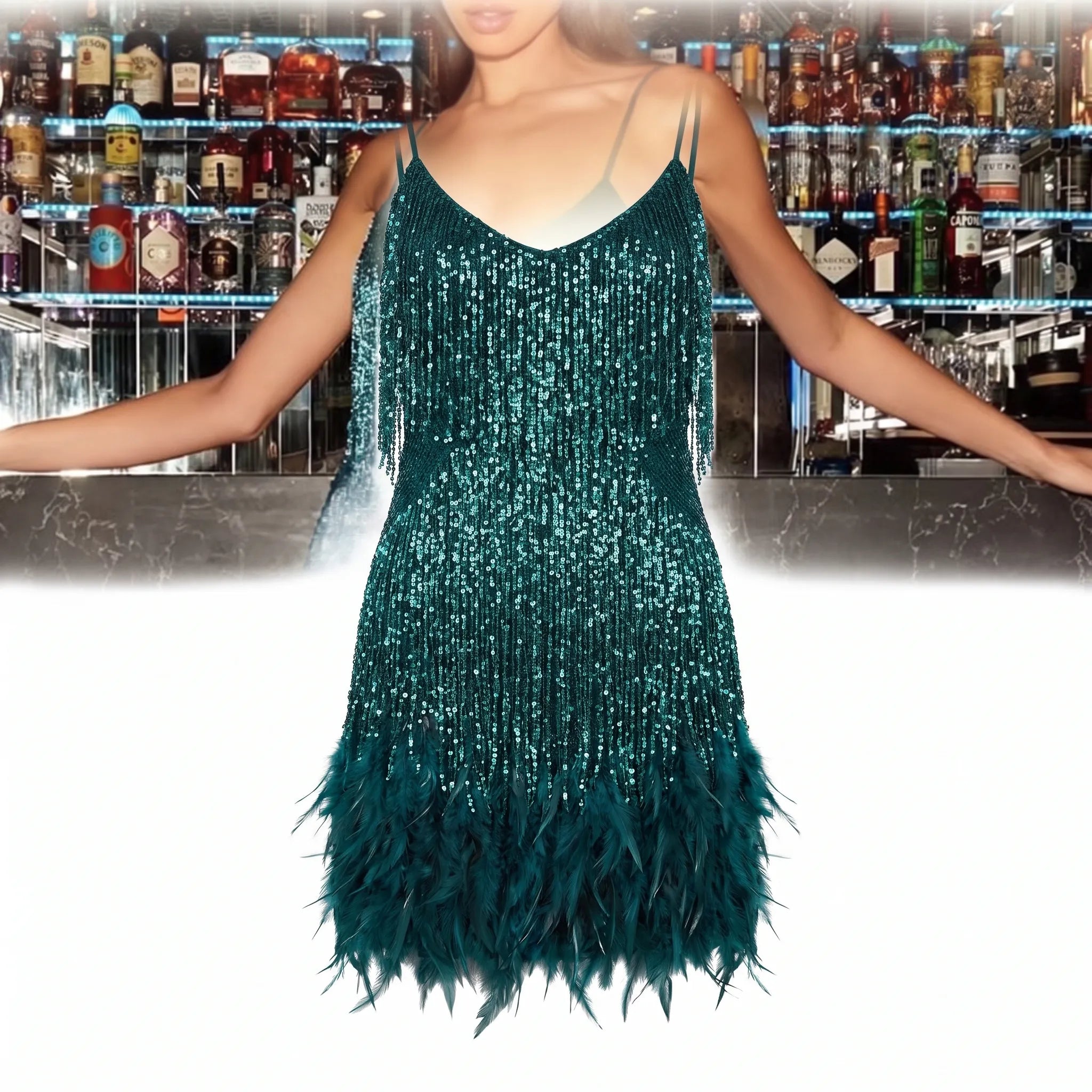 Fringella  - Fringed Mini Cocktail Dress Evening Parties