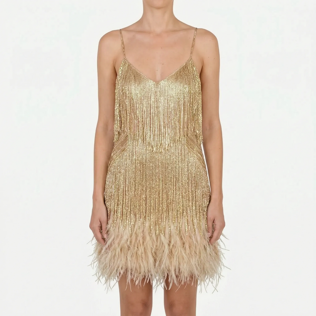Fringella  - Fringed Mini Cocktail Dress Evening Parties