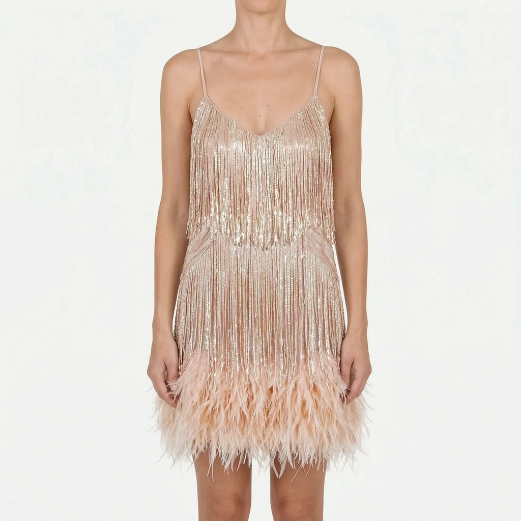 Fringella  - Fringed Mini Cocktail Dress Evening Parties