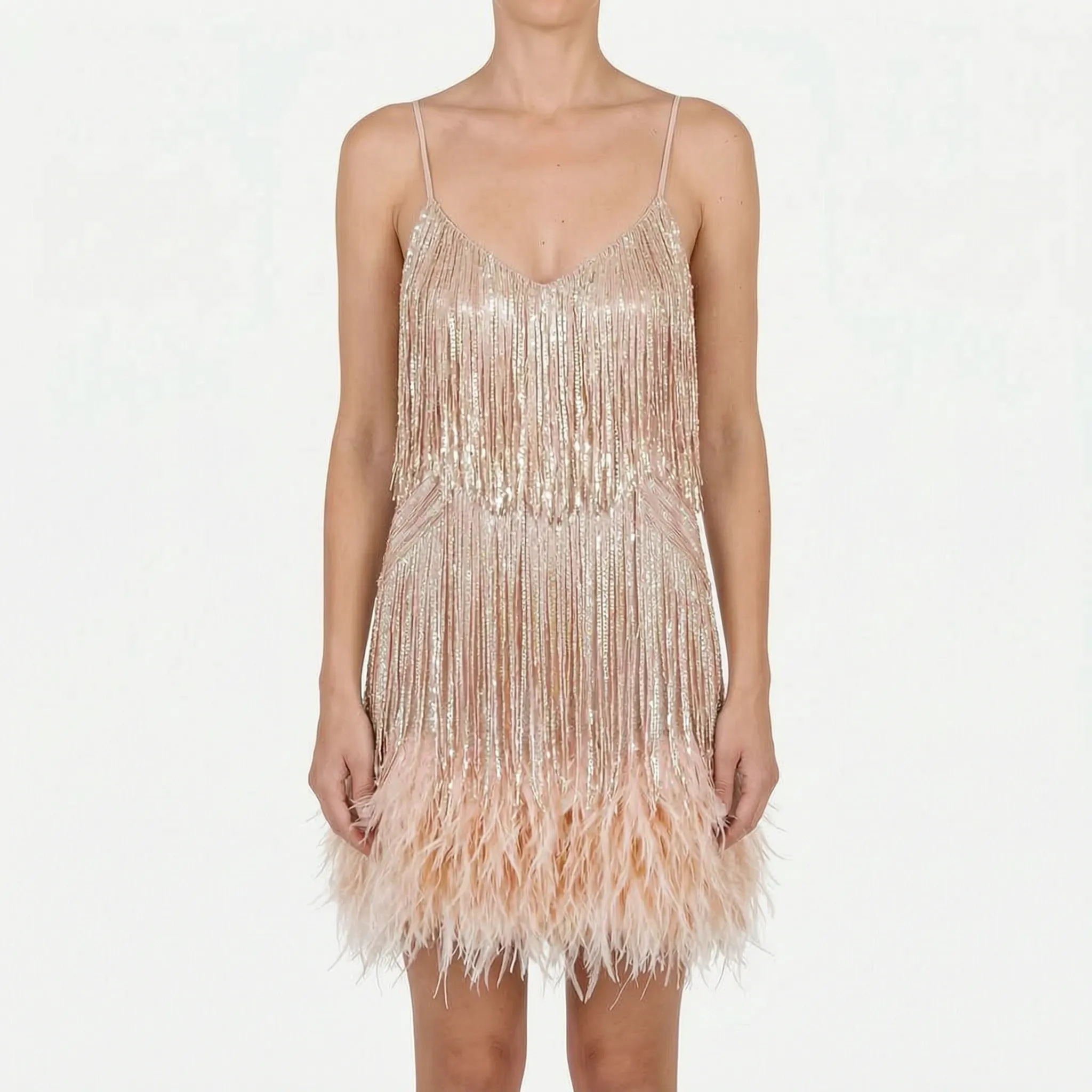Fringella  - Fringed Mini Cocktail Dress Evening Parties