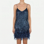 Fringella  - Fringed Mini Cocktail Dress Evening Parties