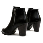 Women's ankle boots with side zip and high block heel