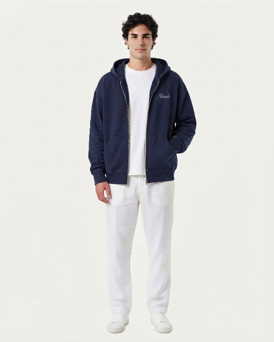 Men's Navy Zip Hoodie, Long Sleeves, Front Pockets