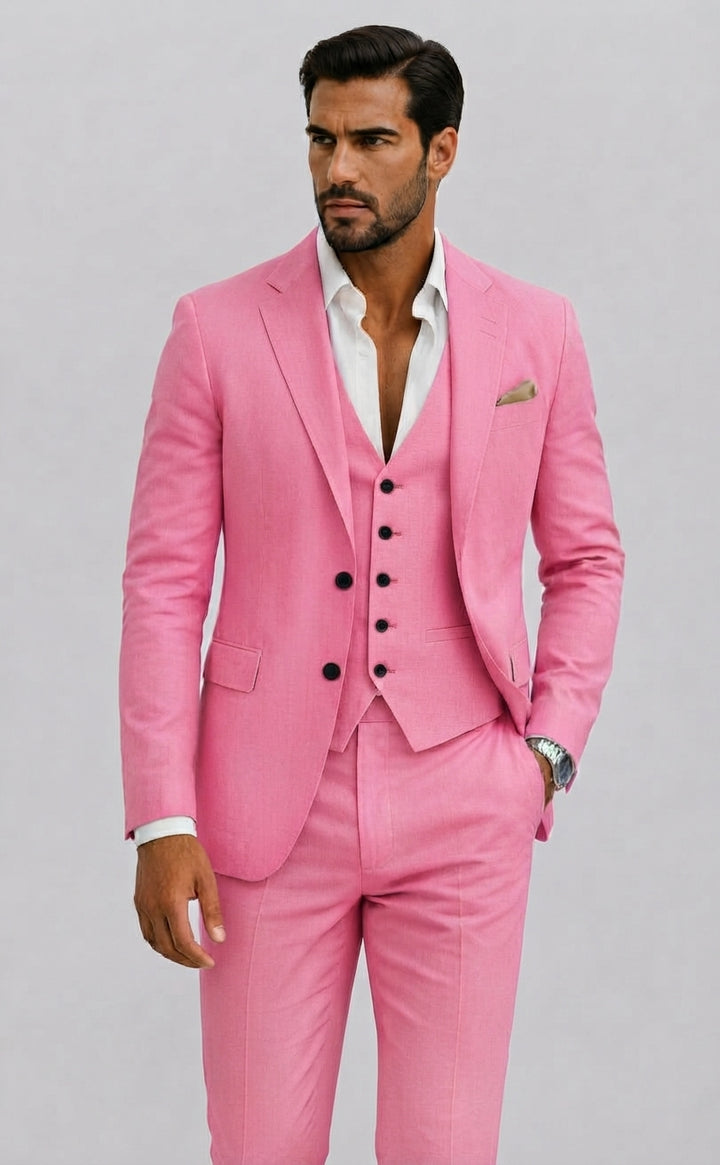 Men's Tailored Suit, Notched Lapels, Button Front, Trousers