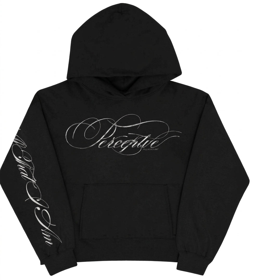Black Men's Graphic Hoodie, Long Sleeves, Kangaroo Pocket