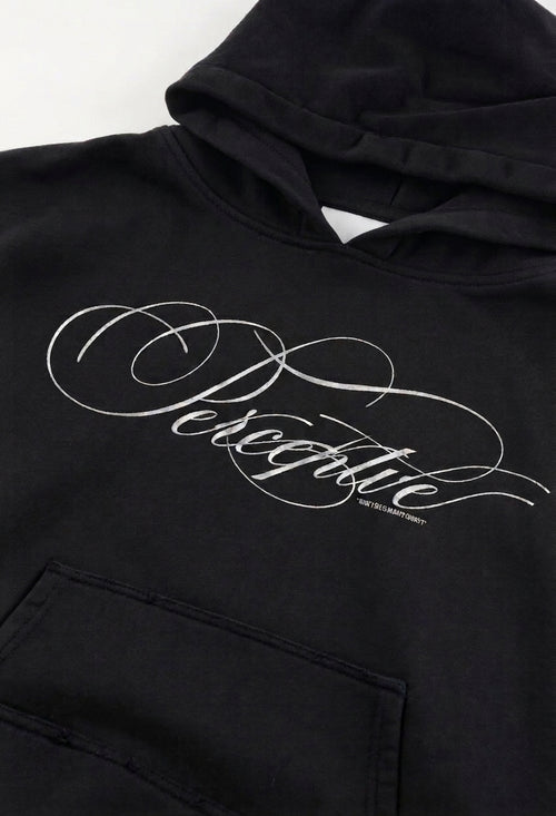 Black Men's Graphic Hoodie, Long Sleeves, Kangaroo Pocket