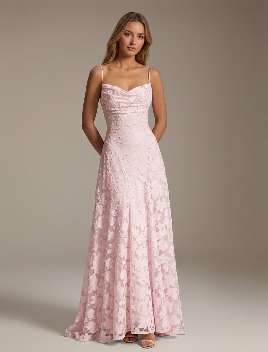 Women's Floral Lace Tea-Length Dress, Square Neck, Sleeveless