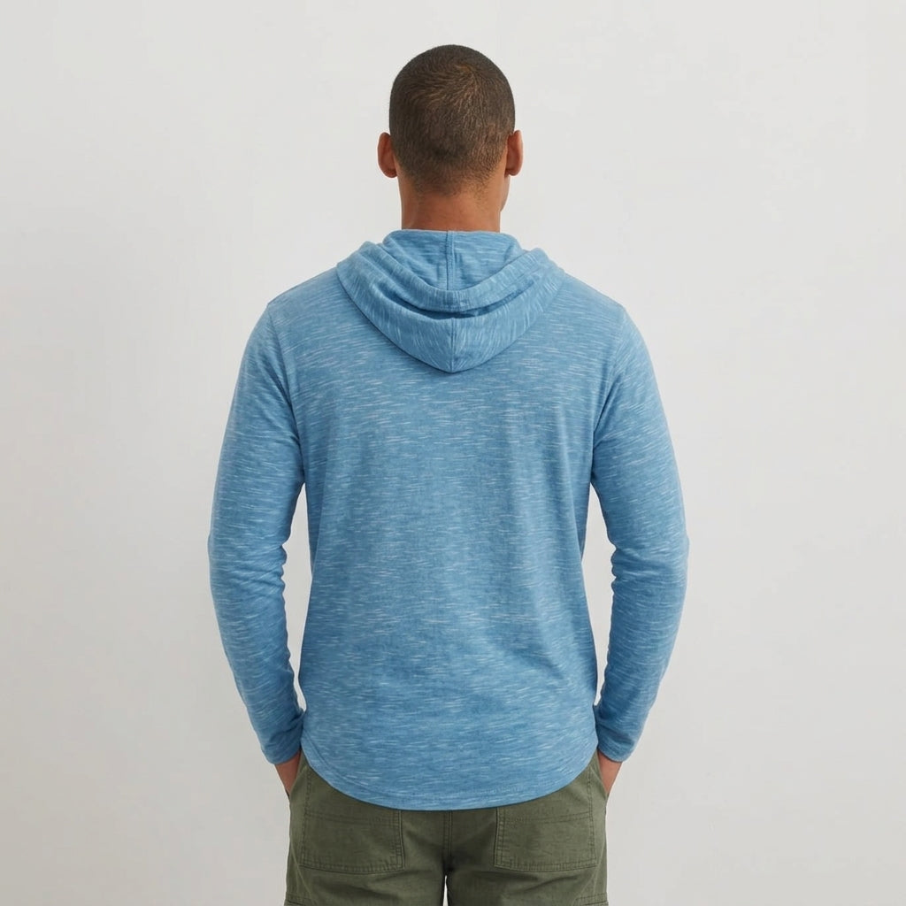Men's Slub Hoodie, Drawstring Hood, Long Sleeves
