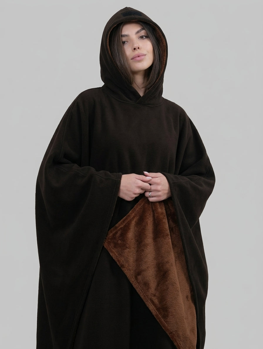 Unisex Hooded Poncho Blanket, Fleece Look, Oversized Fit