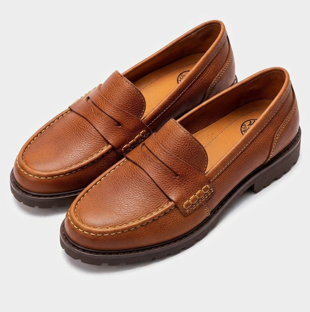 Men's Penny Loafers, Rounded Toe, Low Heel