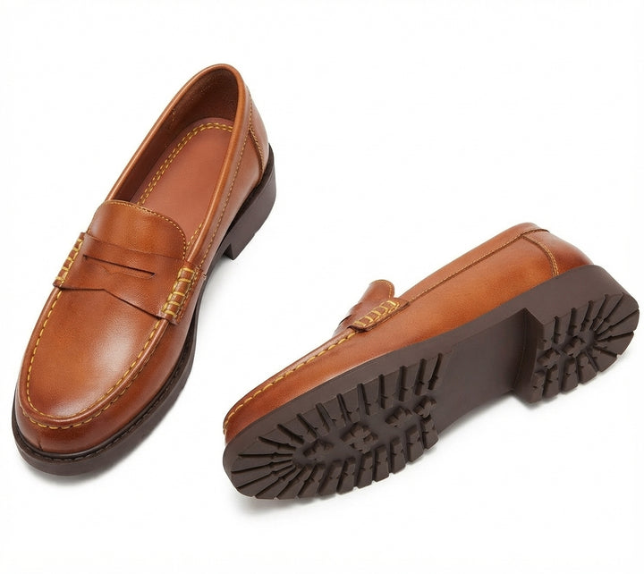 Men's Penny Loafers, Rounded Toe, Low Heel