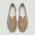 Men's woven espadrille slip-on loafers with braided flat soles