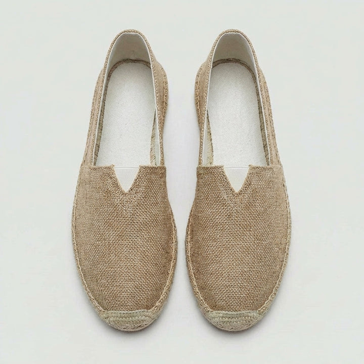 Men's woven espadrille slip-on loafers with braided flat soles