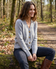 Women's V-neck button front cardigan with heart-shaped buttons