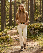 Women's long-sleeve button cardigan with round neckline and ribbed trims