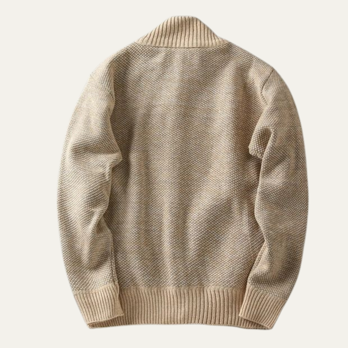 Men's chunky textured knit jacket with zip fastening and ribbed trims