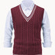 Men's Sleeveless Cable Knit V-Neck Sweater Vest