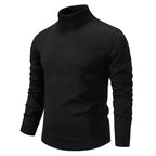 Men's plain long-sleeve turtleneck sweater with ribbed trims