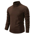 Men's plain long-sleeve turtleneck sweater with ribbed trims