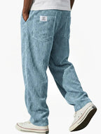 Men's straight-leg corduroy trousers with side and rear pockets