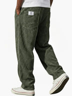 Men's straight-leg corduroy trousers with side and rear pockets