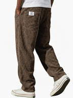 Men's straight-leg corduroy trousers with side and rear pockets